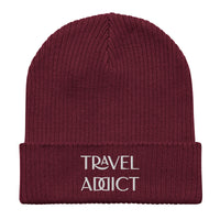 Travel Addict Organic Ribbed Beanie